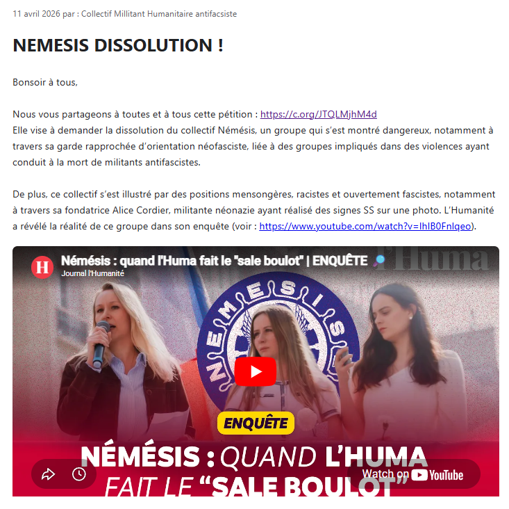Appel dissolution Némésis