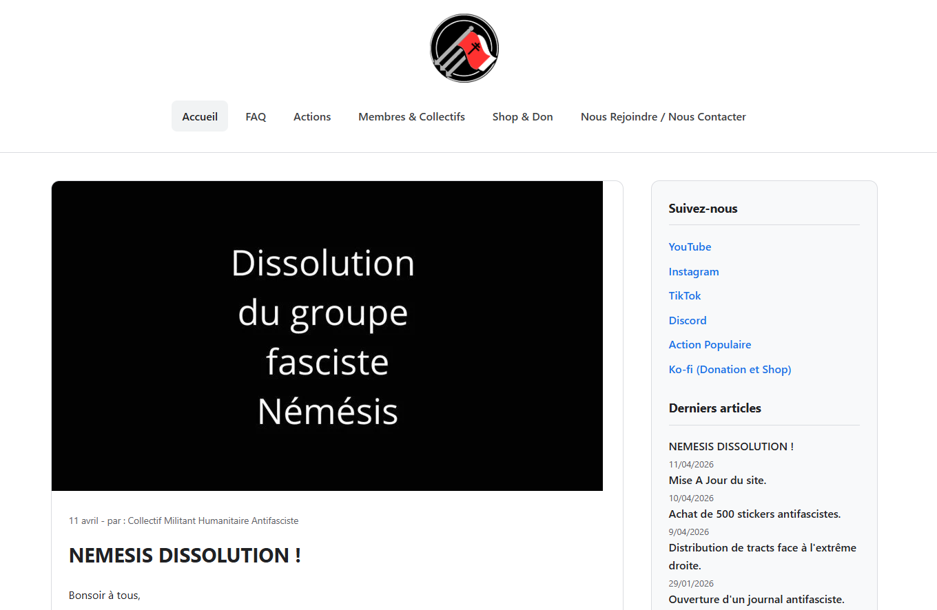 Capture d'écran du site